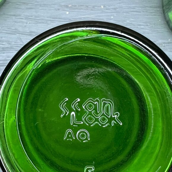 1960s Vintage Scandinavian MCM Green Glass & Teak spice jars SCAN LOOK AQ - Picture 3 of 3